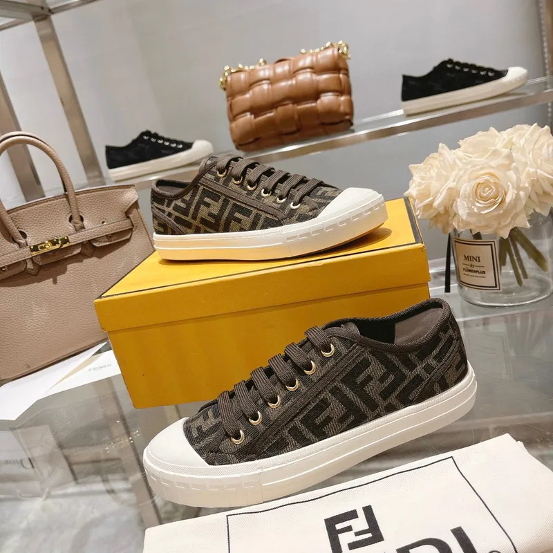 Fendi shoes for Womens Fendi Domino Sneakers Brown #A49014