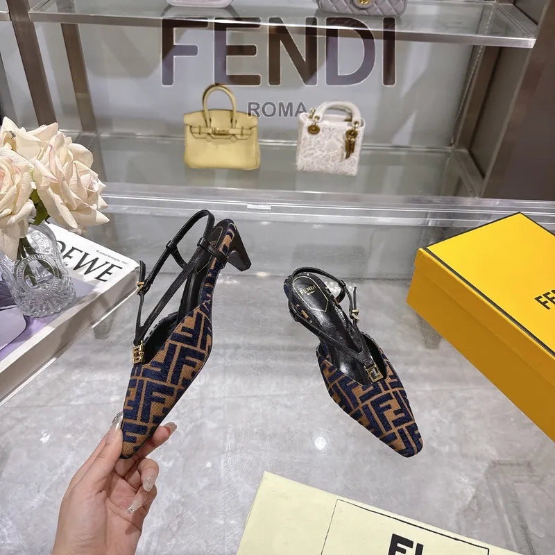 Fendi FF Logo Slingback Pumps Iconic Style Pointed Toe Elegance  Vibrant Colors Modern Luxury Footwear  women #A51721