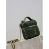 Saint Laurent 819285 GABY Mini Chain Cosmetic Bag - Dark Green Quilted Leather with Detachable Strap #A59505