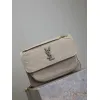 SAINT LAURENT Loulou Medium Shoulder Bag – Light Beige Suede with Chevron Quilt & Tone-On-Tone YSL Logo (Convertible Chain Strap) #A58775