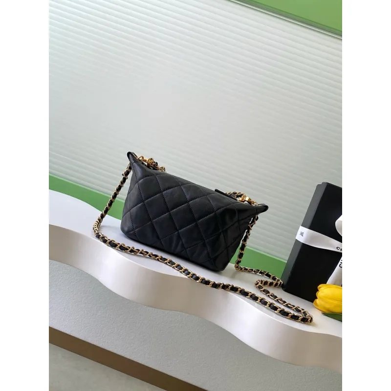 Chanel AS5898 Quilted Hobo Bag with Pearl Chain Strap Size 13-23.5-7.5 #A62897