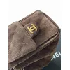 Chanel Mini Suede Bucket Bag  Retro Coin Button  Drawstring  Quilted  Classic Chain #A60143