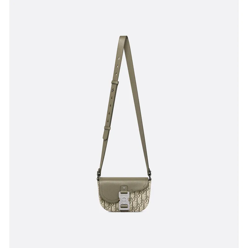 D-ior Olive Green Oblique Pattern Crossbody Bag With Signature Lock Design  size:19×13×4cm #A54109