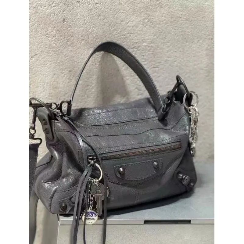 Balenciaga Classic Le Cagole Crossbody Bag - Black Crinkled Leather, Signature Hardware & Adjustable Strap, Edgy Luxury Shoulder Bag for Fashion-Forward Style #A56858