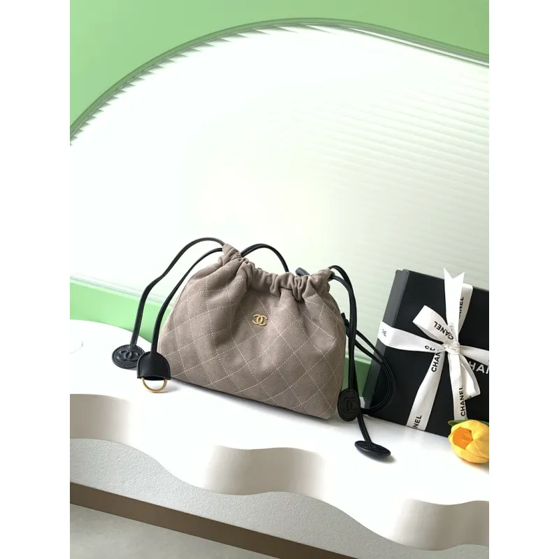 Chanel 26S Quilted Drawstring Bucket Bag, 17 x 22 x 8 cm #A63221