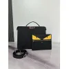 Fendi Leather Briefcase And Monster - Eye Pouch Set In Black With Yellow Accents  #A51530
