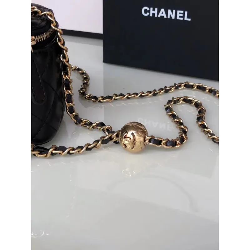 Chanel Black Quilted Lambskin Mini Pearl Crush Mini Vanity Case Gold Hardware 1:1 Original Quality #9999921203