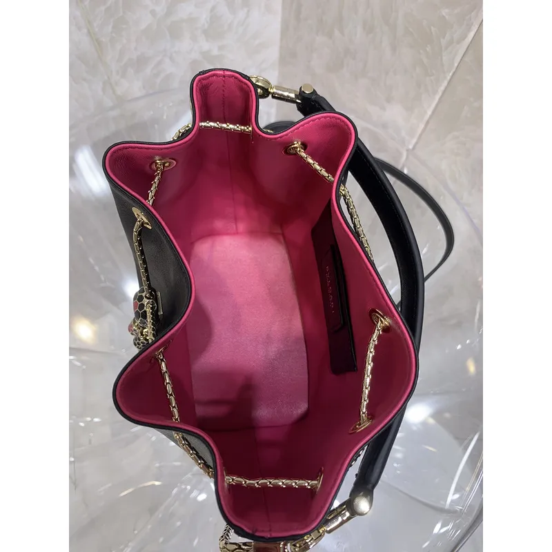 Bvlgari Serpenti Bucket Bag In Blush Leather With Iconic Detailing #A51661 Bvlgari Serpenti Bucket Bag In Blush Leather With Iconic Detailing #A51661