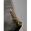 SAINT LAURENT Loulou Medium Shoulder Bag – Light Beige Suede with Chevron Quilt & Tone-On-Tone YSL Logo (Convertible Chain Strap) #A58775