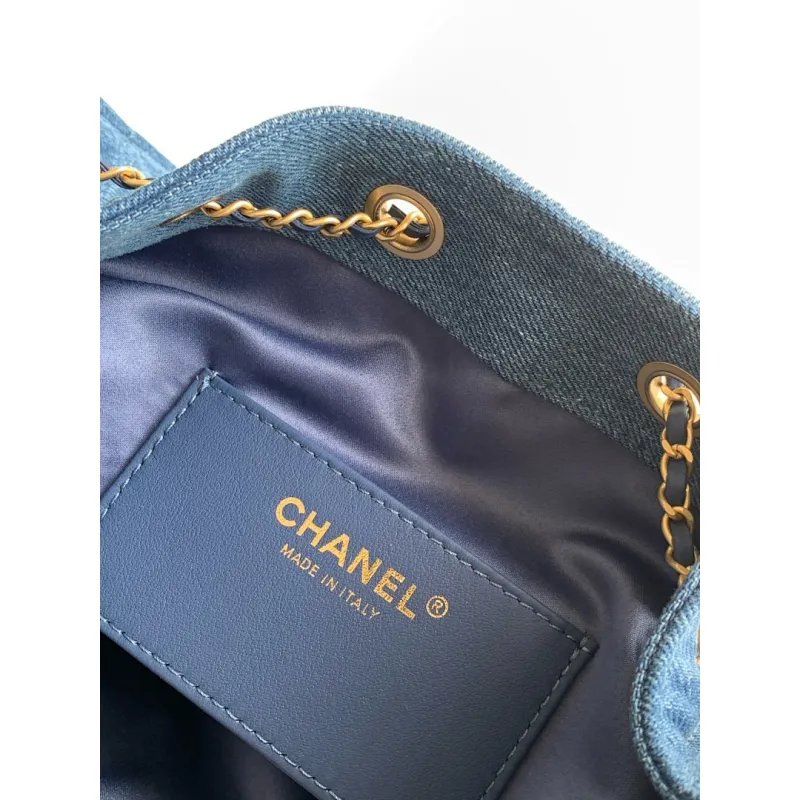 Chanel AS5293 Denim Quilted Hobo Bag with Chain Strap Size 30-26-14 #A62898