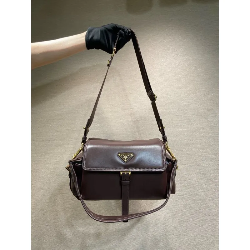 Prada Brown Leather Crossbody Bag 1BD394 #A55691
