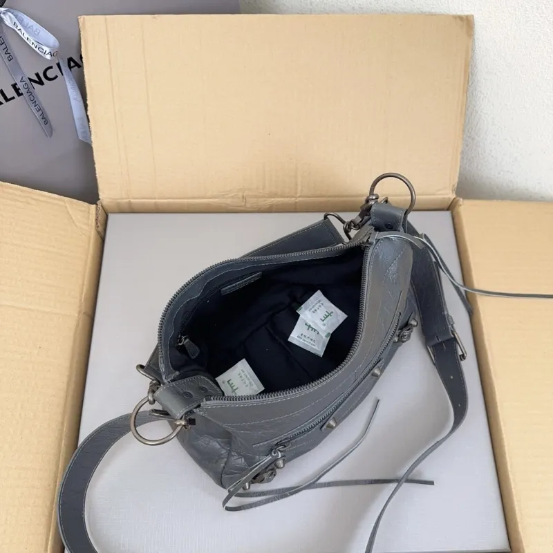 Balenciaga Classic Le Cagole Crossbody Bag - Black Crinkled Leather, Signature Hardware & Adjustable Strap, Edgy Luxury Shoulder Bag for Fashion-Forward Style #A56858