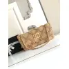 Chanel Womens Evening Bag - Beige Textured Fabric with Fringe Details, Gold-Tone CC Logo & Chain Strap, Luxury Clutch for Elegant Occasions #A56743