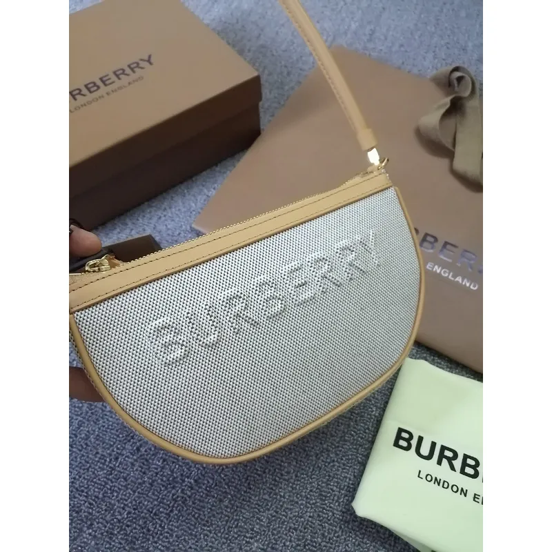 Burberry Canvas And Leather Shoulder Bag With Branding In Neutral Tones #A51529