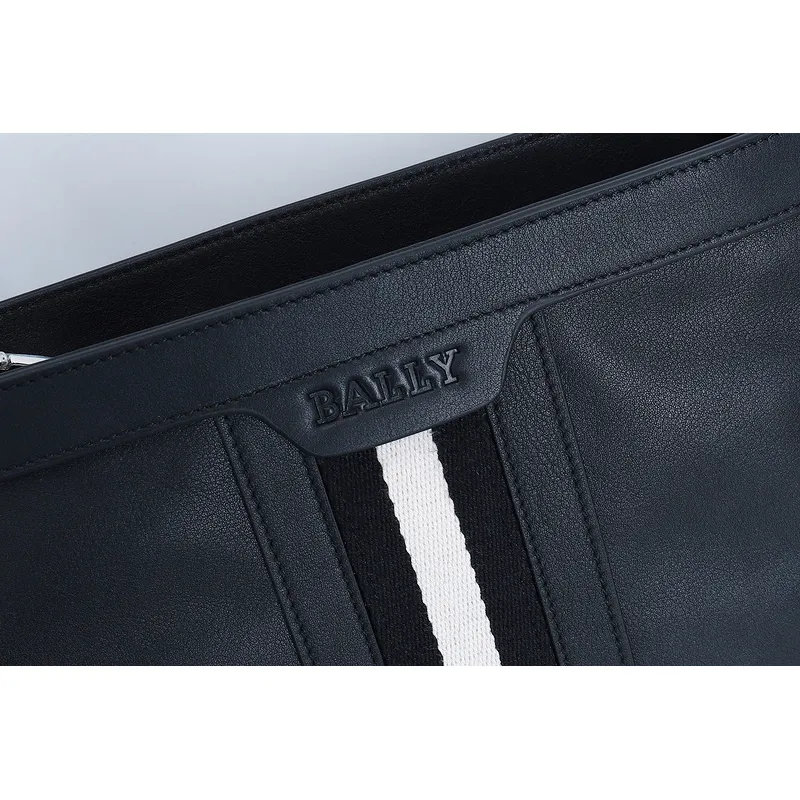 Bally Black Leather Crossbody Bag With Signature Stripe For Modern Elegance #A51671