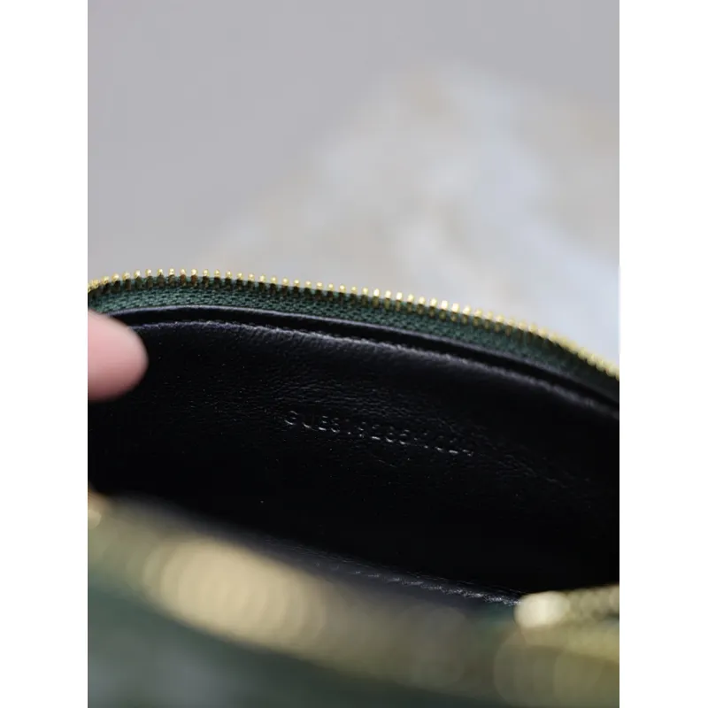 Saint Laurent 819285 GABY Mini Chain Cosmetic Bag - Dark Green Quilted Leather with Detachable Strap #A59505