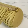 Loewe Womens Cylinder Shoulder Bag - Yellow Pleated Leather, Gold-Tone Hardware, Adjustable Strap, Stylish Barrel Bag with Anagram Logo #A56849