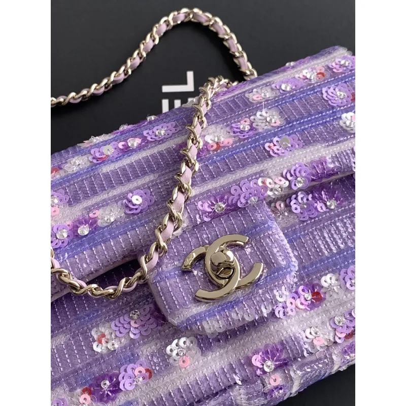 Chanel CF Sequin Quilted Flap Chain Bag, 14 x 21 x 8 cm #A63222 Chanel CF Sequin Quilted Flap Chain Bag, 14 x 21 x 8 cm #A63222