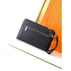 Hermès Leather Zip - Around Wristlet Clutches In Brown And Black With Branded Detailing #A50707