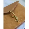 SAINT LAURENT Cassandra Envelope Crossbody Bag Set – Tan Leather-Suede & Black Velvet with Gold YSL Logo (Detachable Chain Strap) #A58773