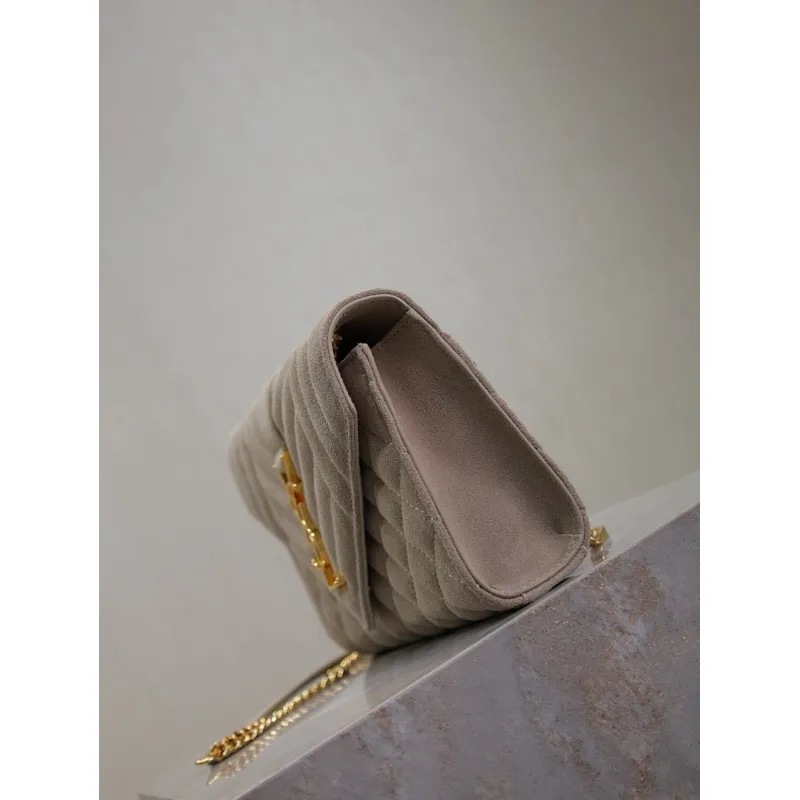 SAINT LAURENT Cassandra Envelope Crossbody Bag Set – Tan Leather-Suede & Black Velvet with Gold YSL Logo (Detachable Chain Strap) #A58774