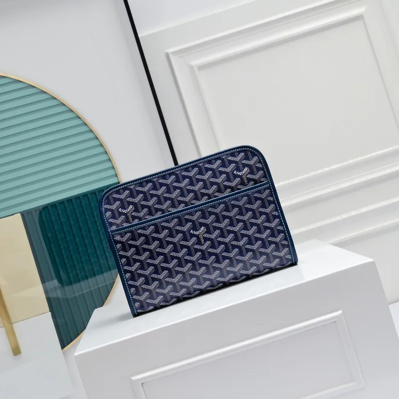Goyard Canvas Clutch with Leather Trim #A45656 Goyard Canvas Clutch with Leather Trim #A45656