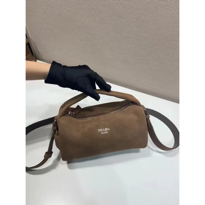 Chic Prada Barrel Bags In Suede And Leather For Fashion - Forward Styling #A49961