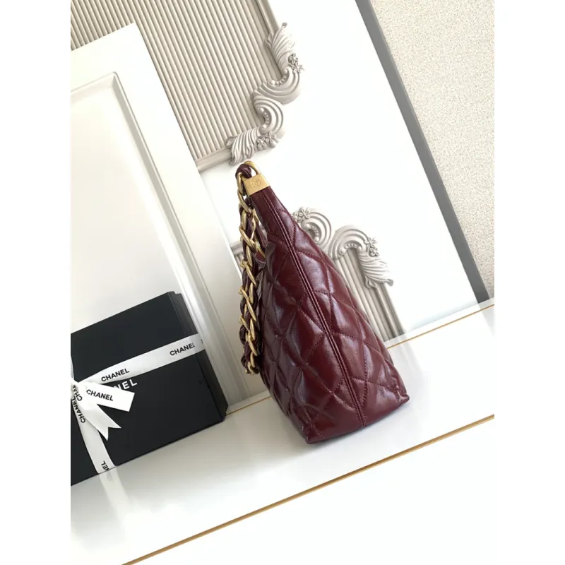 Chanel 4923 Quilted Hobo Bag in Crinkled Lambskin Size 32x30x12CM #A62915