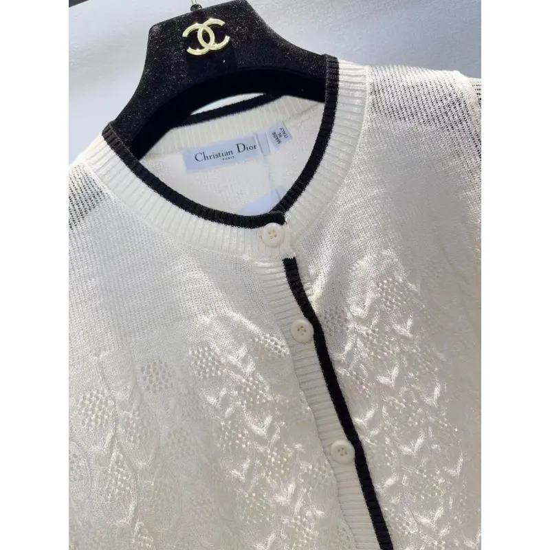 Dior Monogram Knit Short Sleeve Crew Neck Blouse #A63664