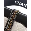 Chanel Womens Bucket Bag - Black & White Quilted Leather, Gold-Tone CC Logo & Two-Tone Chain Strap, Stylish Crossbody Bag for Luxury Fashion #A56750