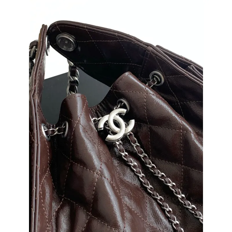Chanel Quilted Hobo Drawstring Bucket Bag 20-22-12.5cm #A63815