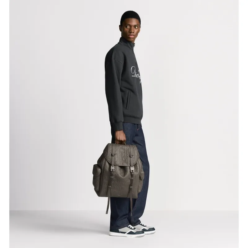 D-ior Mens Grey Embossed Leather Backpack with Signature Hardware - Luxury Fashion for Urban & Travel Essentials A205 #A57316 D-ior Mens Grey Embossed Leather Backpack with Signature Hardware - Luxury Fashion for Urban & Travel Essentials A205 #A57316