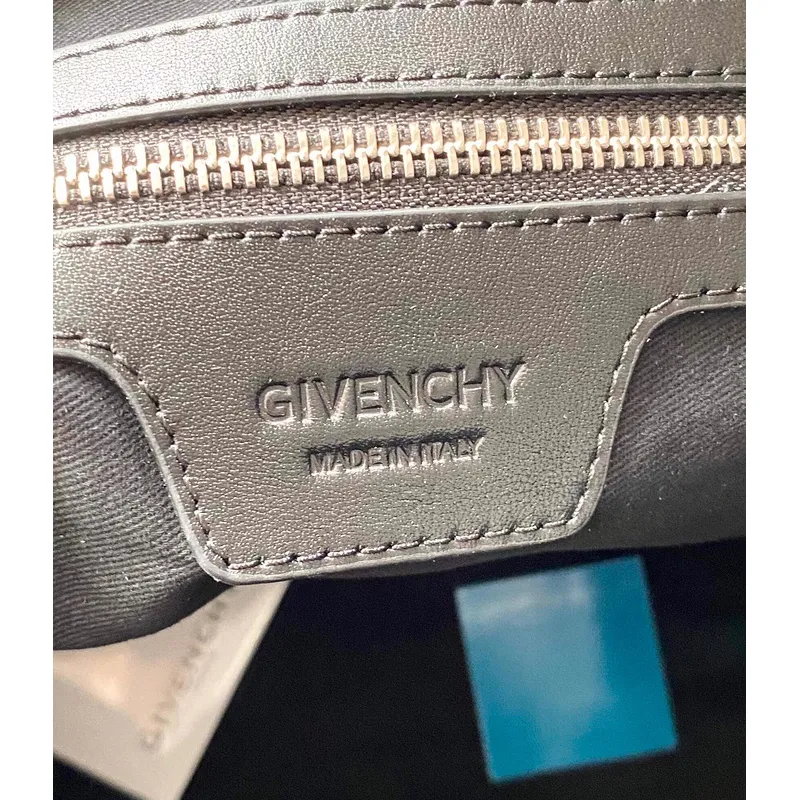 Givenchy Black Leather Top Handle Bag With Logo Webbing Strap #A52352
