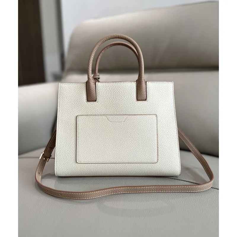 Burberry Handbag Two Tone Leather &amp Gold “TB” Logo Epitomizing Sophisticated Elegance size:27×11×20cm #A54200