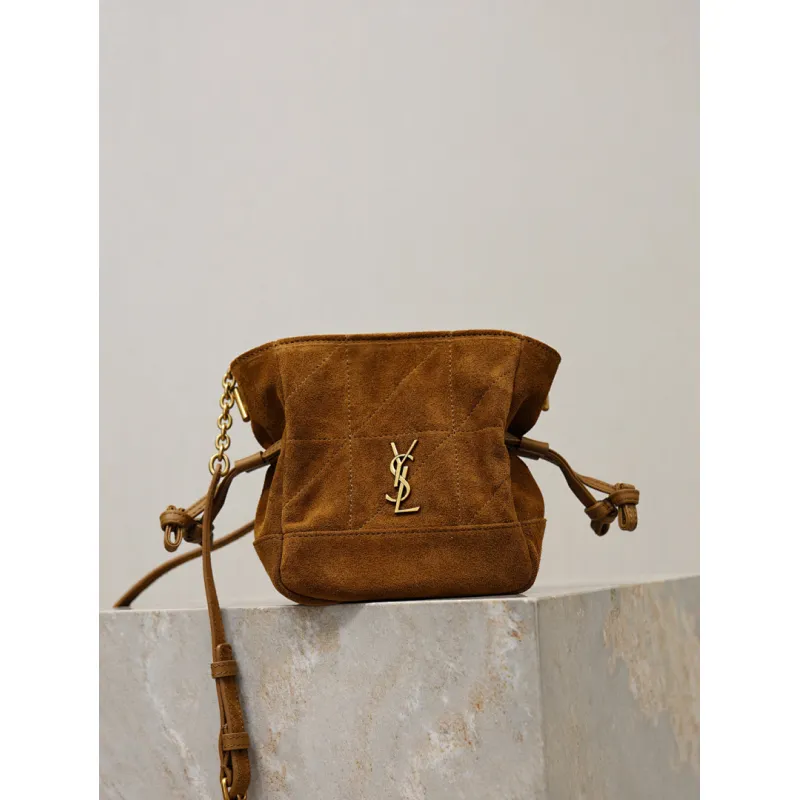 Saint Laurent Jamie Mini Crossbody Bag (859174) - Lambskin Leather, Drawstring Closure, 14.5×15.5×8cm #A59989