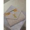 SAINT LAURENT Cassandra Envelope Crossbody Bag Set – Tan Leather-Suede & Black Velvet with Gold YSL Logo (Detachable Chain Strap) #A58774
