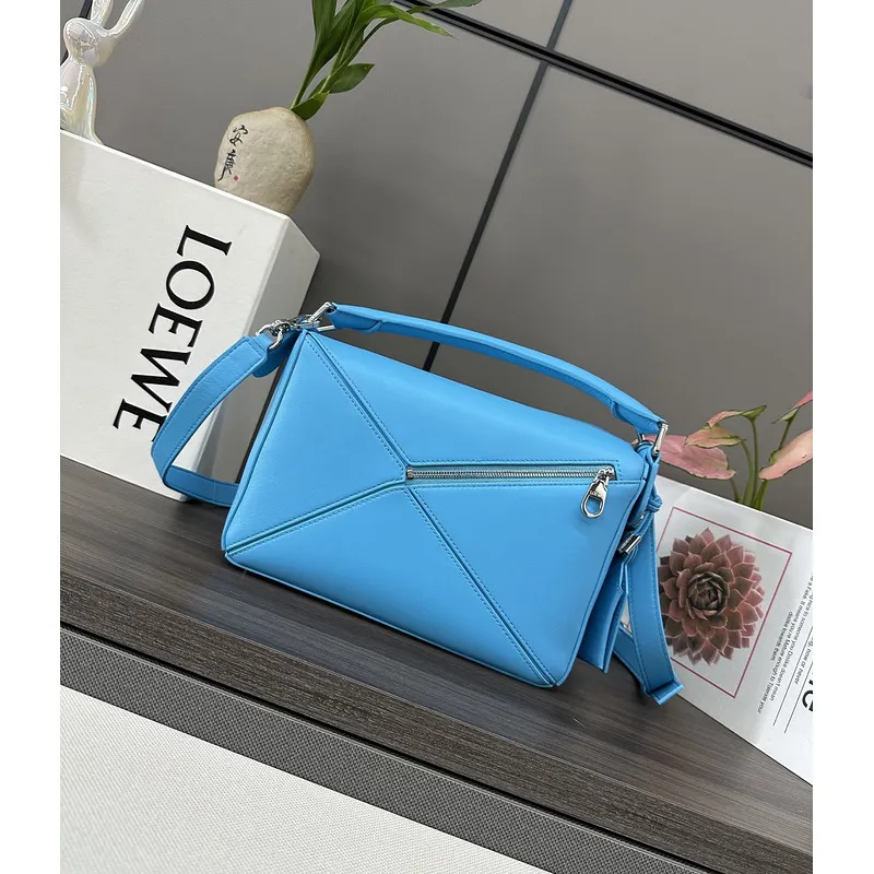 Stunning Loewe Puzzle Bag In Vibrant Blue Showcasing Iconic Geometric Craftsmanship #A50416