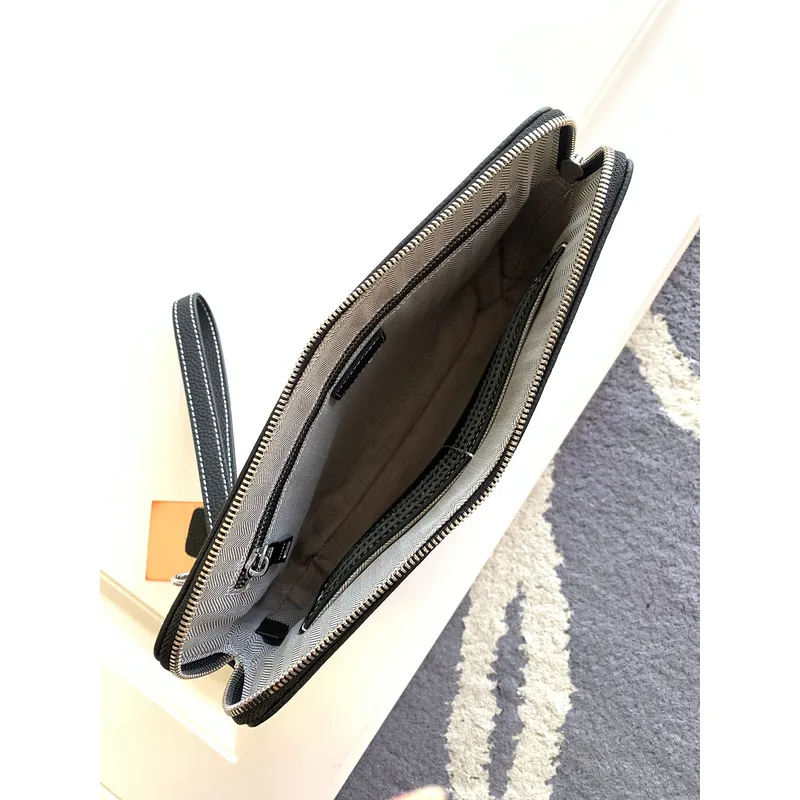 Hermès Leather Zip - Around Wristlet Clutches In Brown And Black With Branded Detailing #A50707