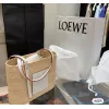 LOEWE Straw Tote Bag With White Leather Logo Patch And Dual Handles size:30×21×11cm #A54072