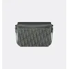 D-ior Saddle Messenger Bag – Anthracite Gray Oblique Jacquard & Grained Calfskin with Signature Aluminum Buckle #A59163