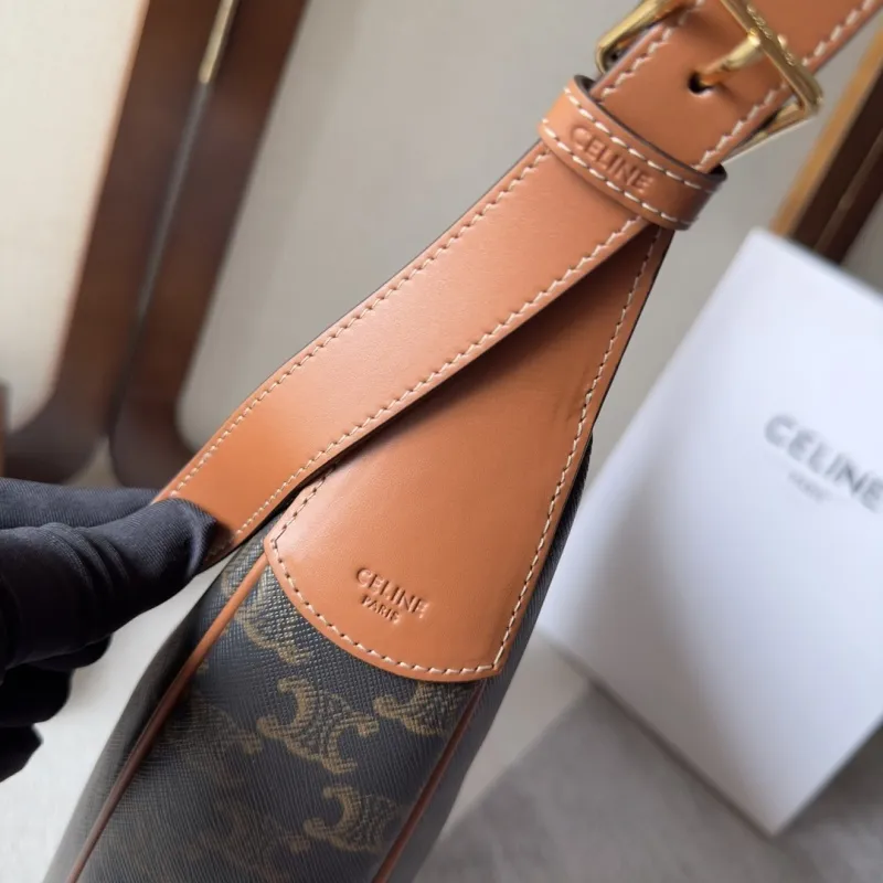 Celine Hobo Bag - Brown Monogram Canvas, Leather Trim, Gold-Tone Hardware, Stylish Crossbody Bag for Women, Luxury Fashion Accessory #A56761
