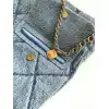 Chanel Womens Denim Shoulder Bag - Quilted Design, Gold-Tone CC Logo & Chain Strap, Stylish Denim Flap Bag with Functional Pockets for Luxury Fashion #A56742