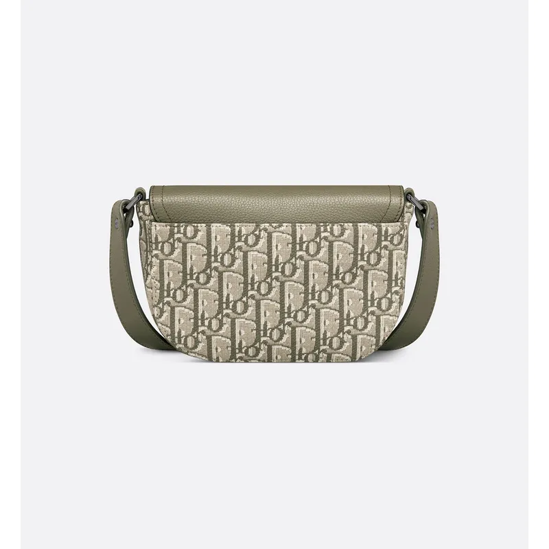 D-ior Olive Green Oblique Pattern Crossbody Bag With Signature Lock Design  size:19×13×4cm #A54109