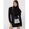 Bvlgari Serpenti Metallic Silver Top Handle Bag With Iconic Motif #A51653