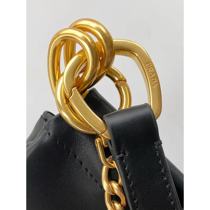 Prada Cleo Shoulder Bag (4 Colors) – Brown/Navy/Black/White Saffiano Leather with Gold-Tone Chain Strap #A59176