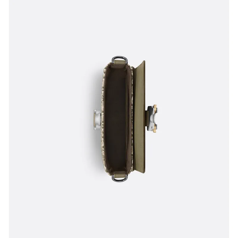 D-ior Olive Green Oblique Pattern Crossbody Bag With Signature Lock Design  size:19×13×4cm #A54109