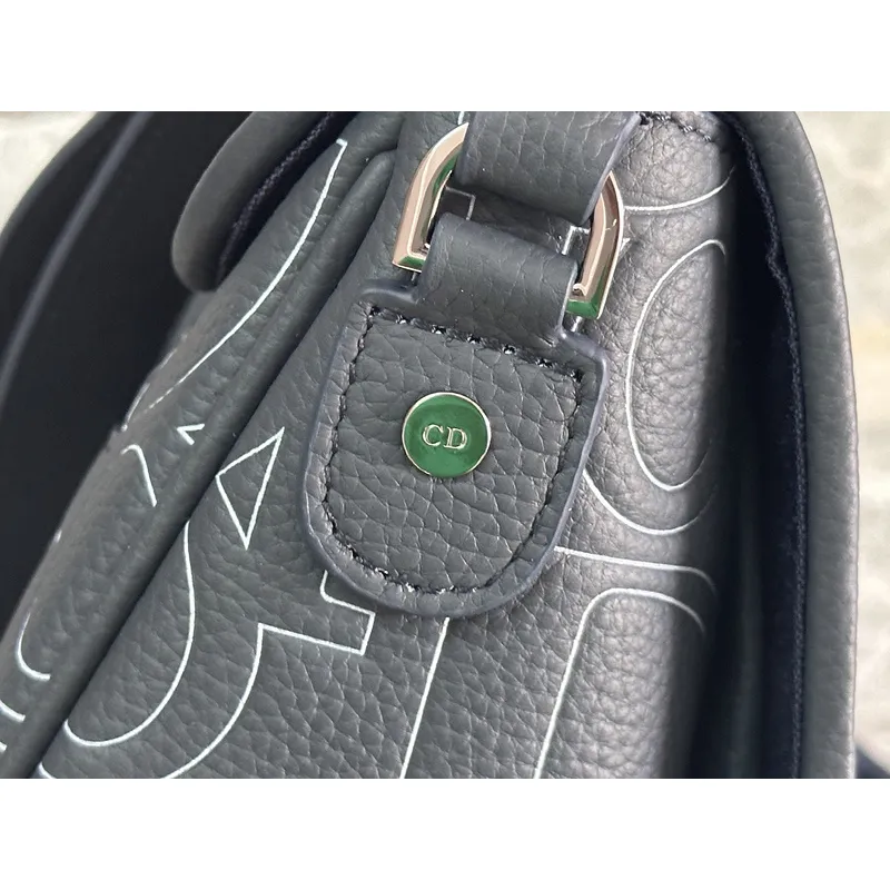D-ior - Inspired Embossed Leather Crossbody Bag in Navy Blue size:28×18×9.5cm #A53899