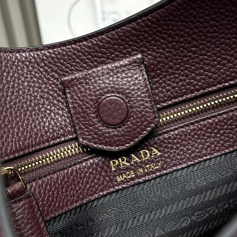 Prada 1BC073 Large Tote Bag - Burgundy Leather Crossbody Style with Adjustable Logo Strap #A59501 Prada 1BC073 Large Tote Bag - Burgundy Leather Crossbody Style with Adjustable Logo Strap #A59501