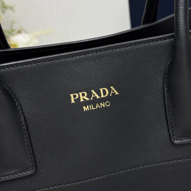 Prada Leather Handbag Collection In Classic Black And Tan Tones #A51642