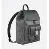 D-ior Mens Grey Oblique Canvas & Grained Leather Backpack - Stylish Luxury for Daily & Travel Use H870 #A57315